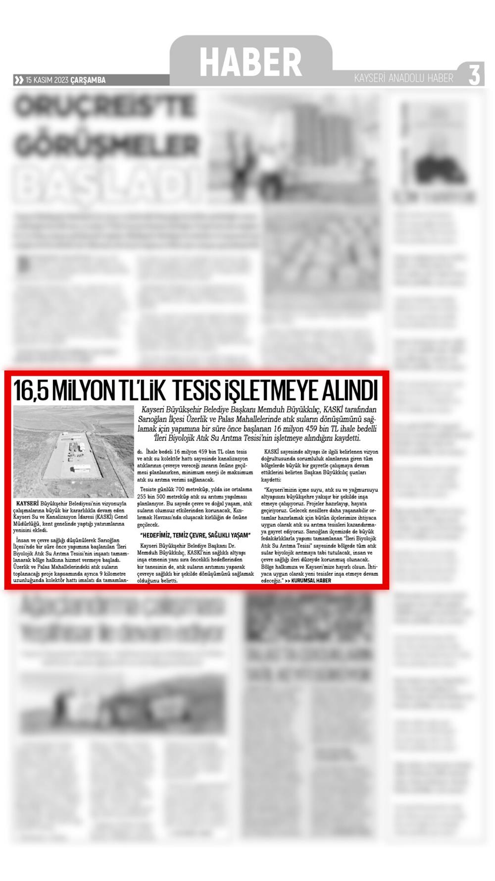 ANADOLU HABER GAZETESİ - 15.11.2023